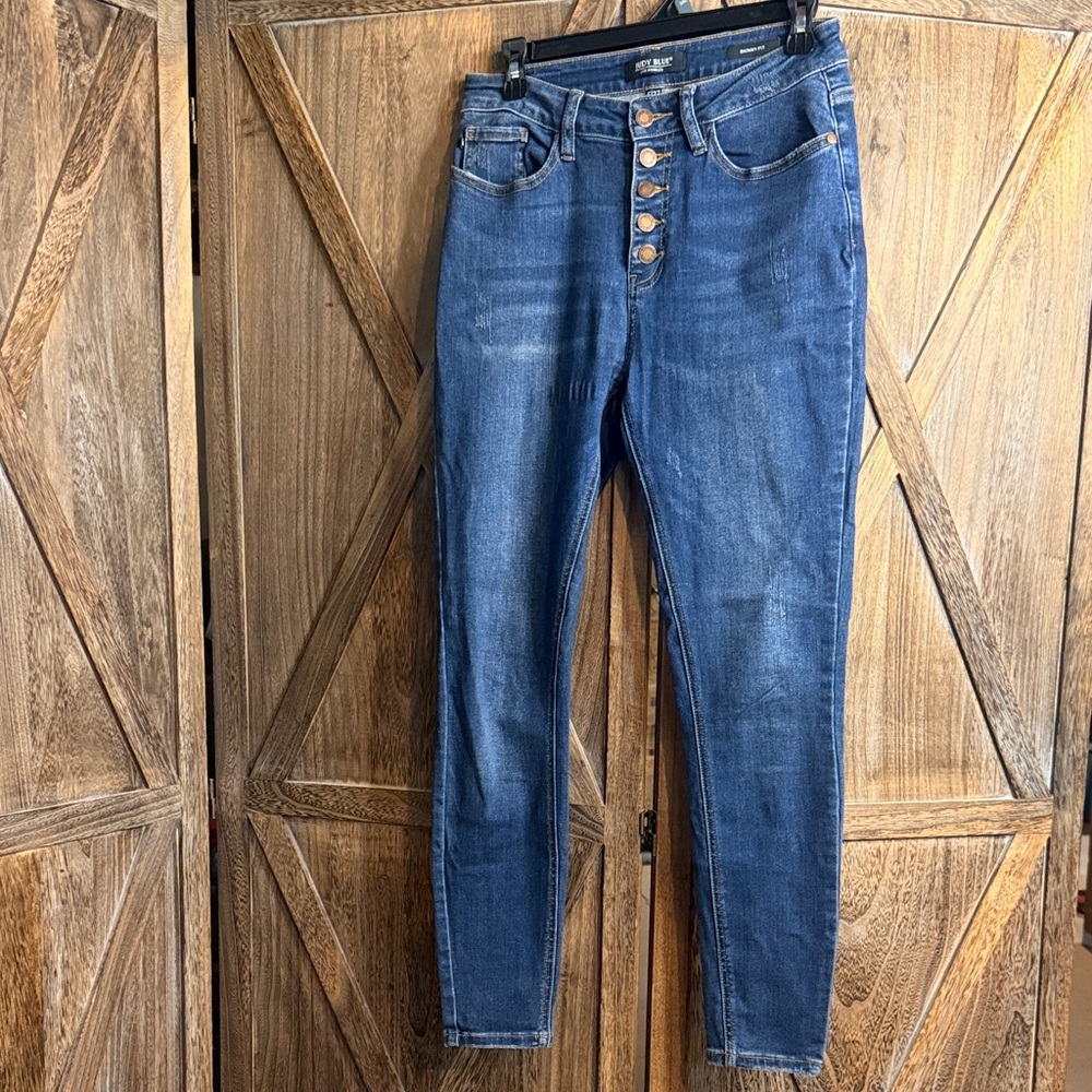 Judy Blue Button-Fly Women’s Jeans - Dark Blue
